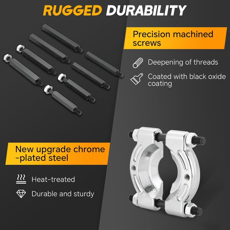 weyleity Heavy Duty 5-Ton Bearing Puller Set | 14PCS Wheel Hub Axle Puller Kit, 2" and 3" Splitters Gear Removal Tool, Bearing Separator Puller Kit for Automotive Repair - Image 4